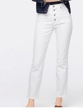 J.Crew High-Rise Vintage Straight White Button-Fly Jeans